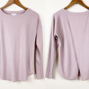 Aritzia Wilfred La Riviere Open Back Jacquard Long Sleeves Tee Pink Sz XXS